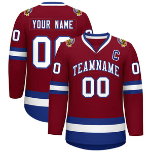 Maillot de hockey de style classique Crimson White-Royal personnalisé