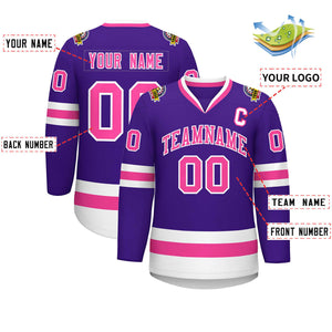 Maillot de hockey de style classique violet rose-blanc personnalisé