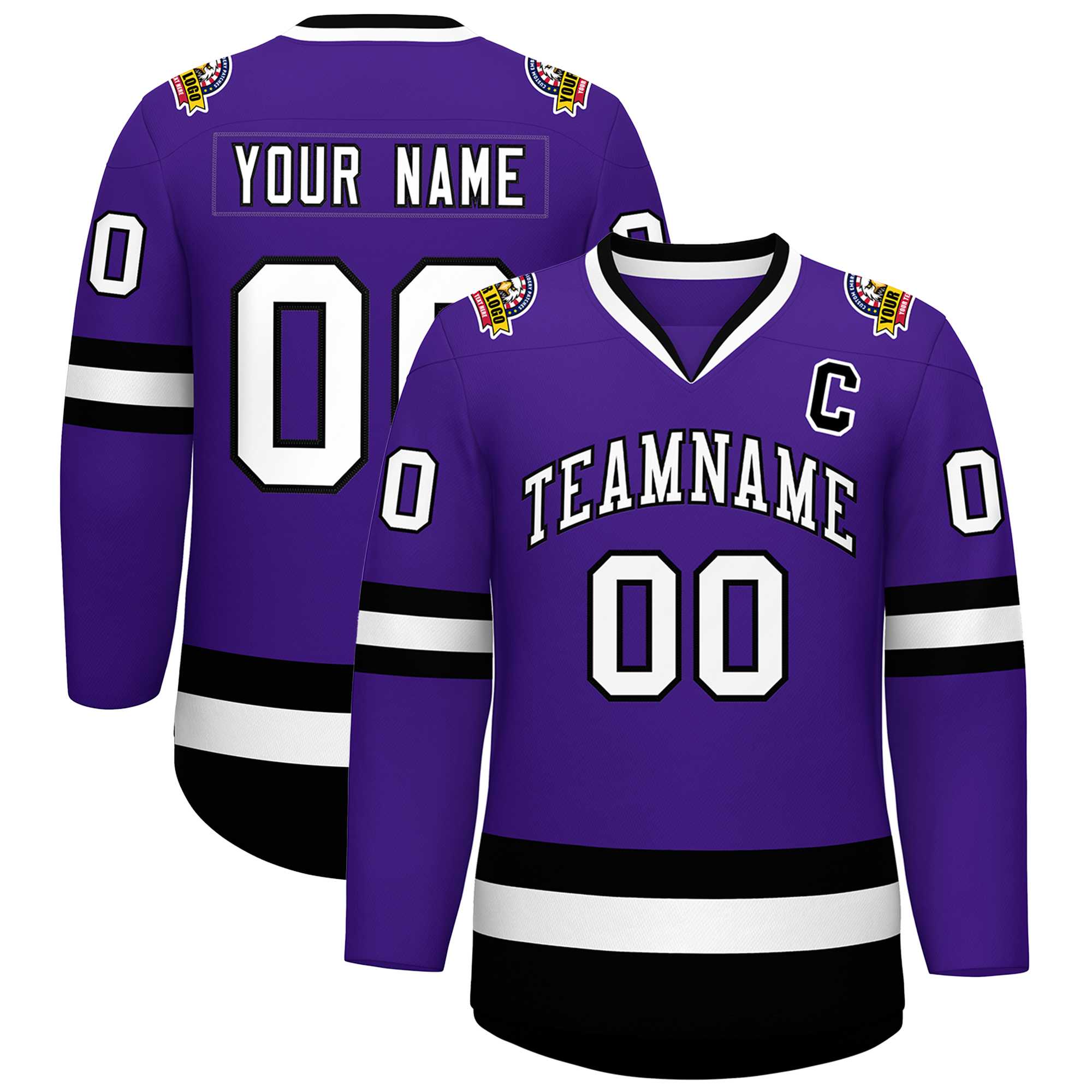 Maillot de hockey de style classique violet blanc-noir personnalisé