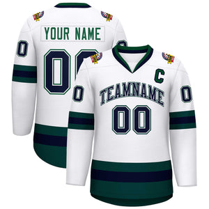 Maillot de hockey de style classique blanc-vert personnalisé blanc marine