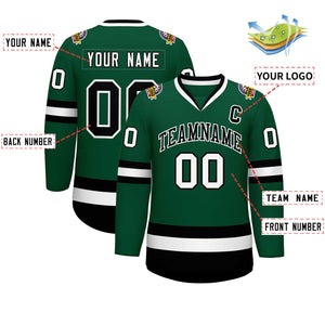 Custom Green Black-White Classic Style Hockey Jersey