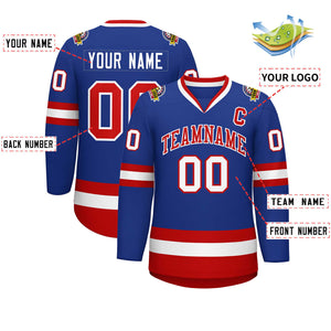 Custom Royal Red-White Classic Style Hockey Jersey