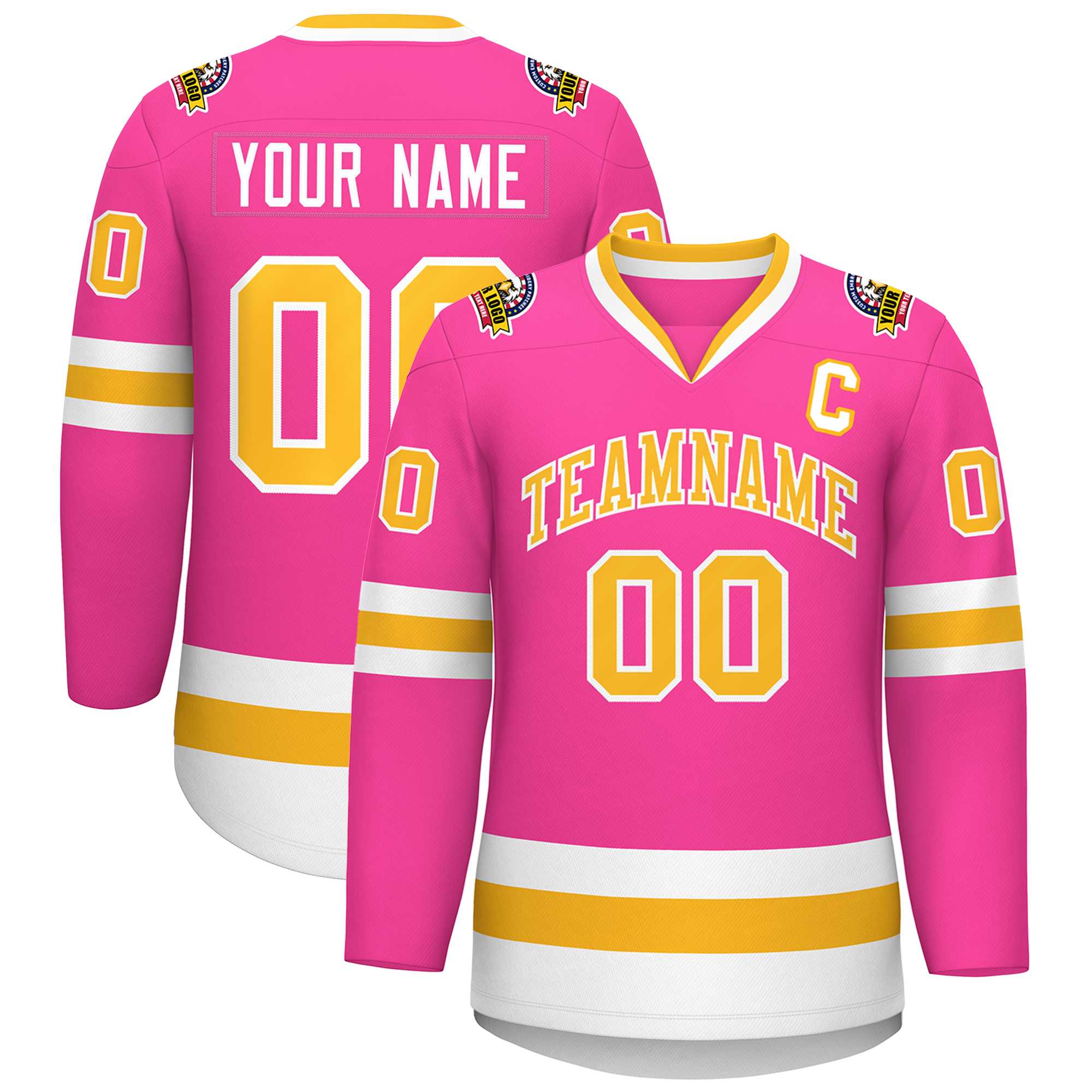 Maillot de hockey de style classique personnalisé en or rose et blanc