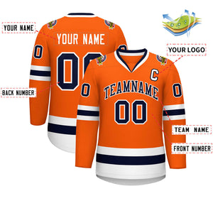 Custom Orange Navy-White Classic Style Hockey Jersey