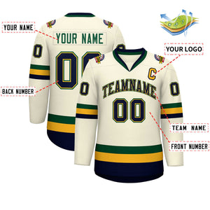 Custom Khaki Navy Gold-Green Classic Style Hockey Jersey