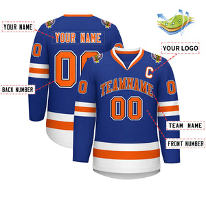 Custom Royal Orange Black-White Classic Style Hockey Jersey