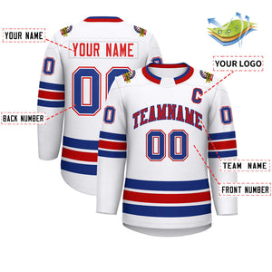 Custom White Red-Royal Classic Style Hockey Jersey