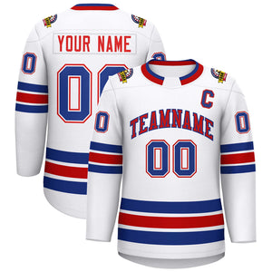 Custom White Red-Royal Classic Style Hockey Jersey