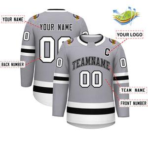 Maillot de hockey de style classique personnalisé gris noir blanc-noir