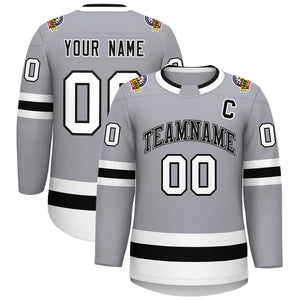 Maillot de hockey de style classique personnalisé gris noir blanc-noir