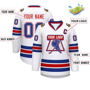 Custom White Red-Royal Classic Style Hockey Jersey