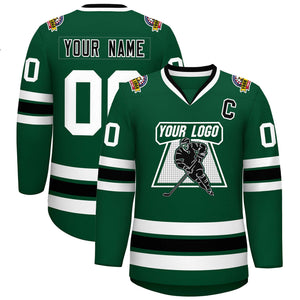 Maillot de hockey de style classique vert noir-blanc personnalisé