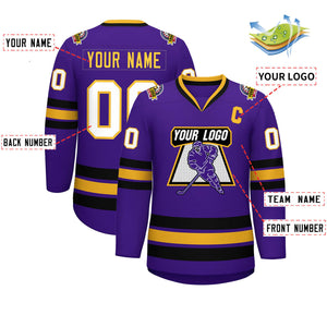 Maillot de hockey de style classique personnalisé violet or violet-blanc