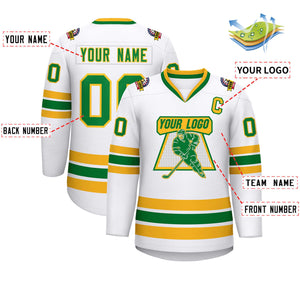 Maillot de hockey de style classique Kelly vert-or blanc personnalisé