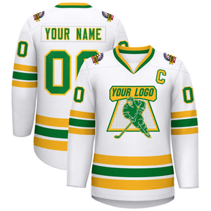 Maillot de hockey de style classique Kelly vert-or blanc personnalisé