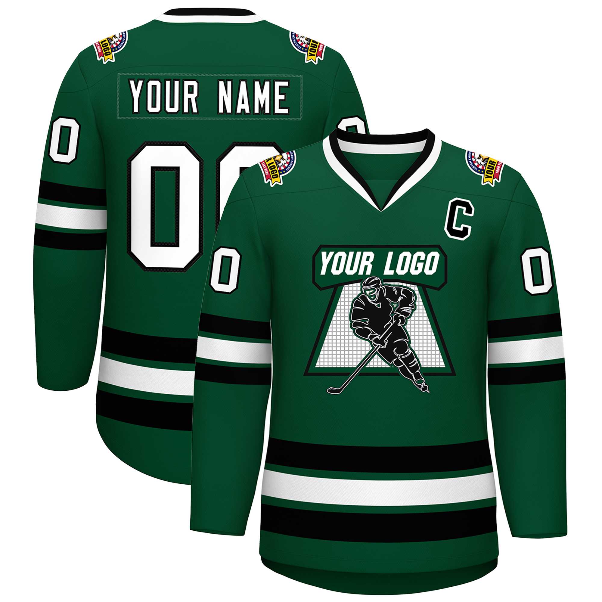 Custom Green White-Black Classic Style Hockey Jersey