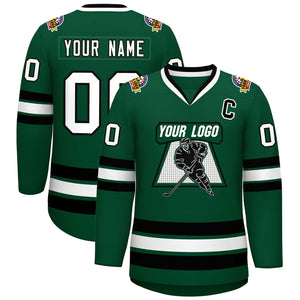 Maillot de hockey de style classique vert blanc-noir personnalisé