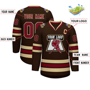 Custom Brown Crimson-Black Classic Style Hockey Jersey