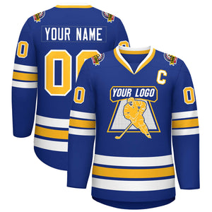 Custom Royal Gold-White Classic Style Hockey Jersey