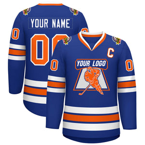 Custom Royal Orange-White Classic Style Hockey Jersey