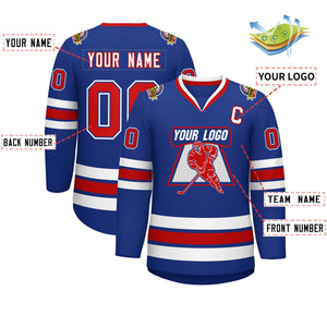 Custom Royal Red Royal-White Classic Style Hockey Jersey