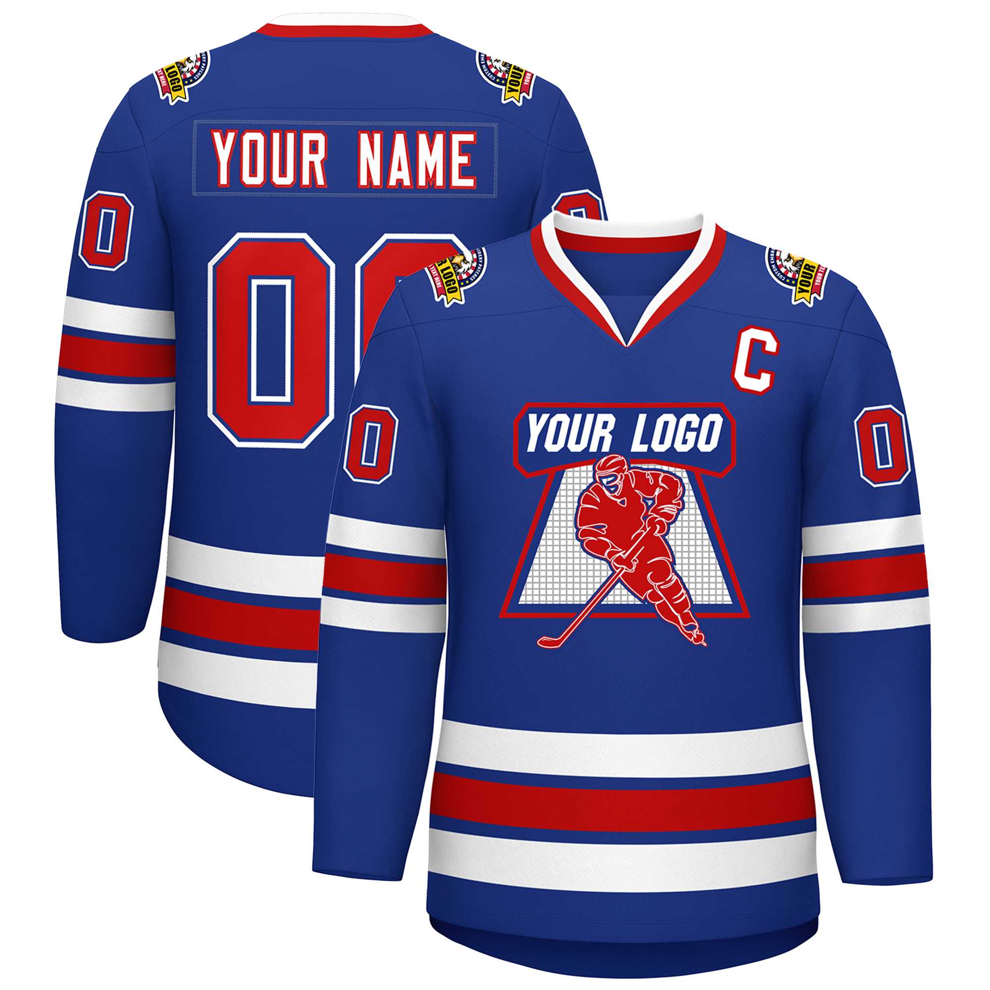 Maillot de hockey de style classique Royal Red Royal-White personnalisé