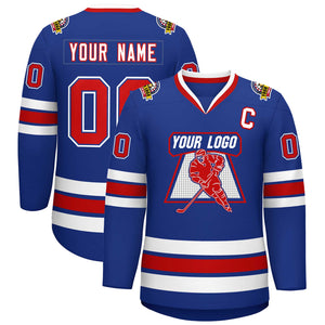 Custom Royal Red Royal-White Classic Style Hockey Jersey