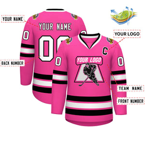 Maillot de hockey de style classique rose blanc-noir personnalisé