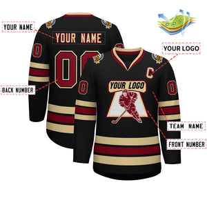 Custom Black Crimson-Black Classic Style Hockey Jersey