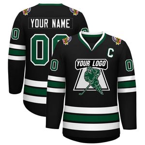 Maillot de hockey de style classique noir vert-blanc personnalisé