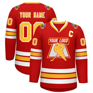 Maillot de hockey de style classique personnalisé rouge or-blanc