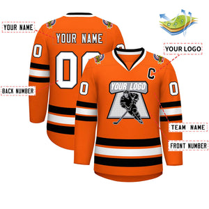 Custom Orange White Gray-Black Classic Style Hockey Jersey