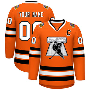 Custom Orange White Gray-Black Classic Style Hockey Jersey