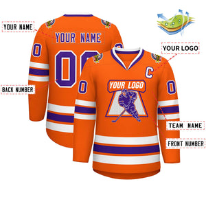 Maillot de hockey de style classique orange violet-blanc personnalisé