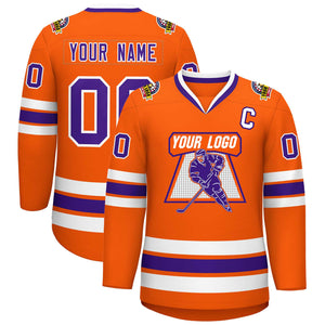 Maillot de hockey de style classique orange violet-blanc personnalisé