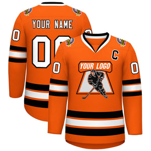 Maillot de hockey de style classique orange blanc-noir personnalisé