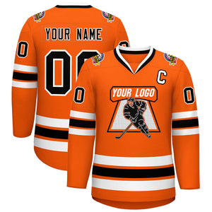 Custom Orange Black-White Classic Style Hockey Jersey