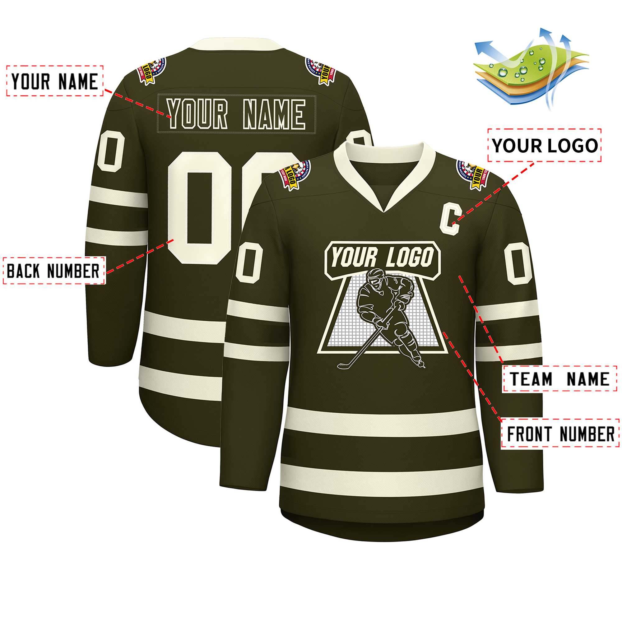 Custom Olive Olive-Khaki Classic Style Hockey Jersey