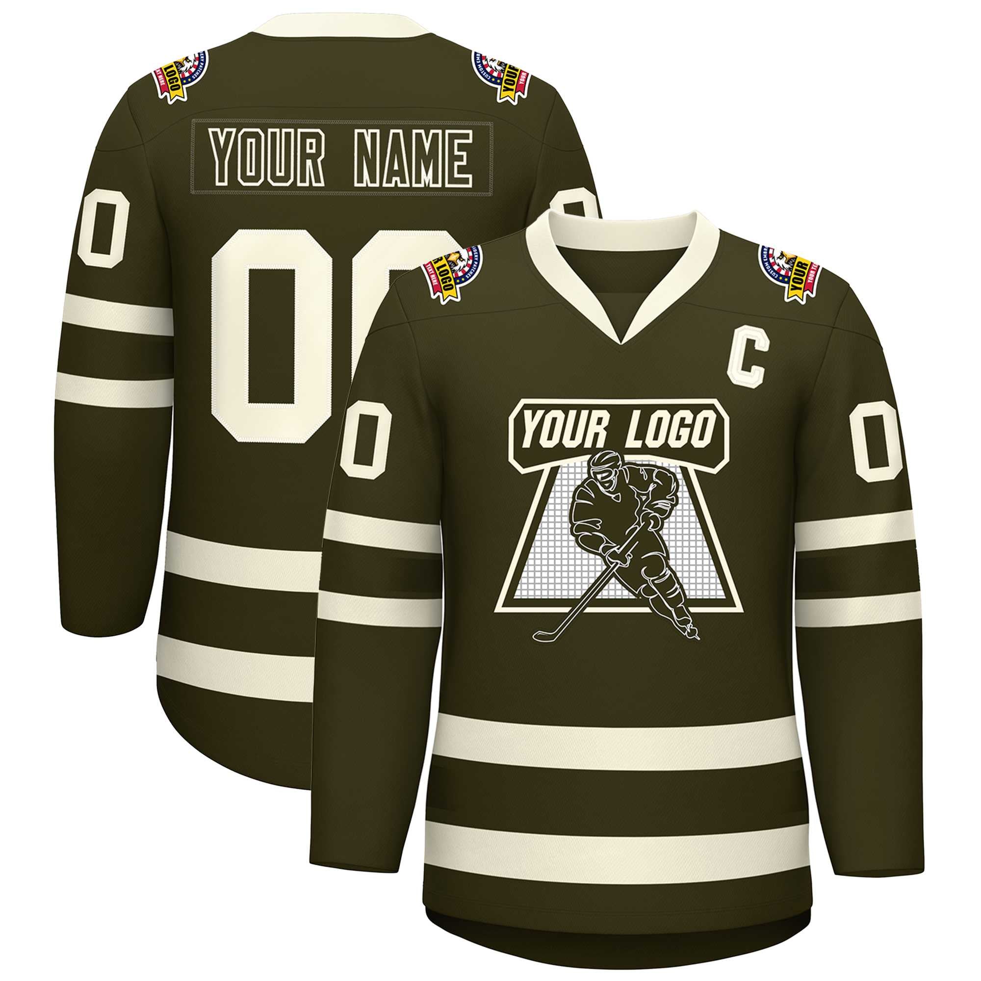 Custom Olive Olive-Khaki Classic Style Hockey Jersey