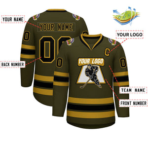 Maillot de hockey personnalisé de style classique Olive Black-Old Gold