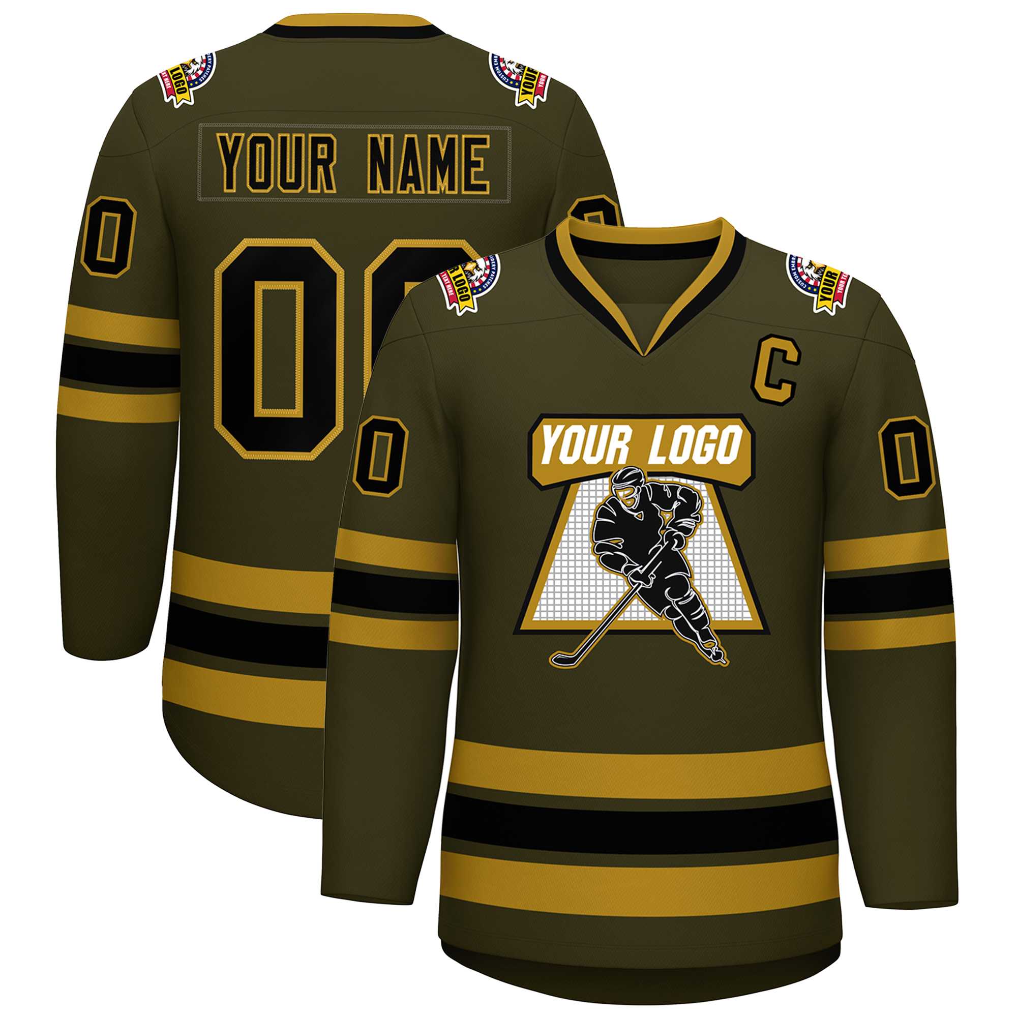 Maillot de hockey personnalisé de style classique Olive Black-Old Gold