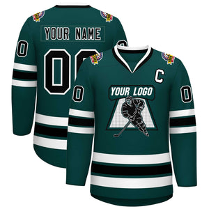 Maillot de hockey personnalisé de style classique, vert minuit, noir et blanc