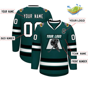 Custom Midnight Green White-Black Classic Style Hockey Jersey