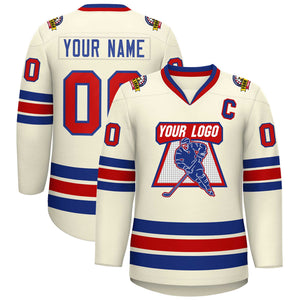 Custom Khaki Red-Royal Classic Style Hockey Jersey