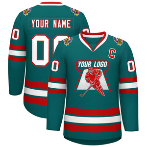 Maillot de hockey de style classique Aqua blanc-rouge personnalisé