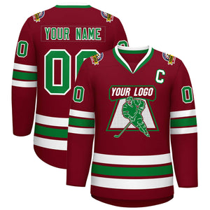 Maillot de hockey personnalisé Crimson Kelly vert-blanc de style classique