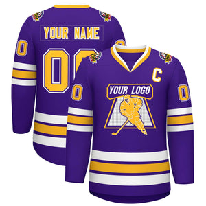 Maillot de hockey de style classique personnalisé violet or violet-blanc