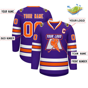 Maillot de hockey de style classique violet orange-blanc personnalisé