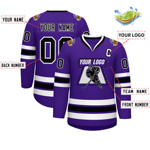 Maillot de hockey de style classique violet noir-blanc personnalisé