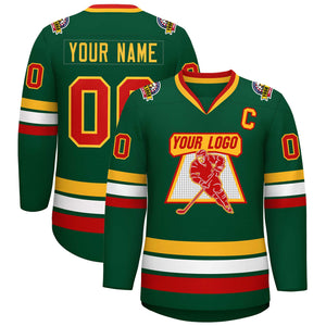 Maillot de hockey de style classique vert rouge-or personnalisé